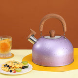Water Kettle Stainless Steel Whistle Water Kettle Large Capacity Flat Bottomed for Gas Induction Cooker Boil Water 2L Purple