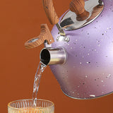 Water Kettle Stainless Steel Whistle Water Kettle Large Capacity Flat Bottomed for Gas Induction Cooker Boil Water 2L Purple