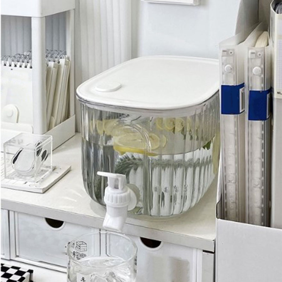 Beverage Drink Dispenser Large Capacity Food Grade Thickened Leakage Proof Cold Kettle with Faucet for Home Transparent White