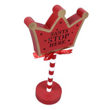 Christmas Stop Here Decor Metal Solid Wood LED Delicate Santa Stop Here Tree Topper for Christmas Party Crown 15.5x8.5x30.5cm