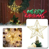 Christmas Tree Topper Star with LED String Light Glitter Christmas Tree Top Star Lamp for Christmas Home Decoration
