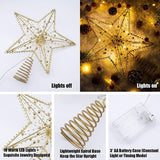 Christmas Tree Topper Star with LED String Light Glitter Christmas Tree Top Star Lamp for Christmas Home Decoration