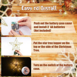 Christmas Tree Topper Star with LED String Light Glitter Christmas Tree Top Star Lamp for Christmas Home Decoration