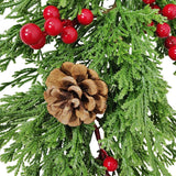 Christmas Pine Branch Garland Winter Red Berries Mixed Pine Cones Christmas Hanging Pendant For Front Door Fireplaces Home