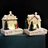 Christmas Village Ornament LED Lighted Christmas Village Houses with Figurines Christmas Village Decoration Indoor Room Decor
