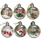 6Pcs Shining Christmas Balls with LED Light Pendants Refillable Ball Christmas Tree Hanging Ball Ornaments for Party