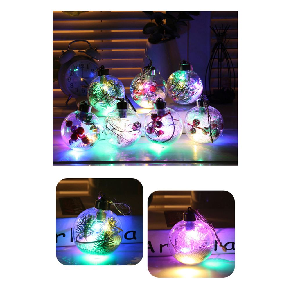 6Pcs Shining Christmas Balls with LED Light Pendants Refillable Ball Christmas Tree Hanging Ball Ornaments for Party