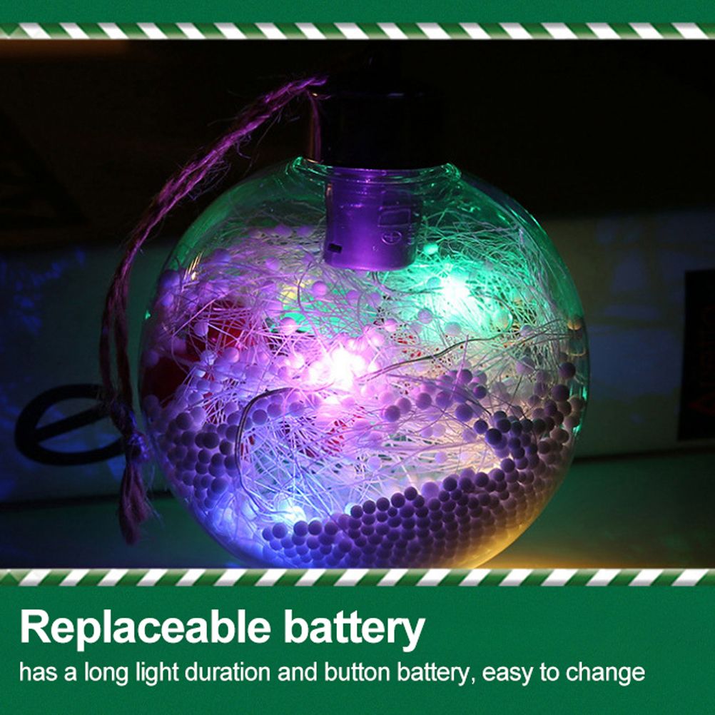 6Pcs Shining Christmas Balls with LED Light Pendants Refillable Ball Christmas Tree Hanging Ball Ornaments for Party