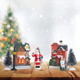 Christmas Village Set Resin Christmas Scene Village LED Lighted Miniature Houses Town Christmas Village Houses Gift