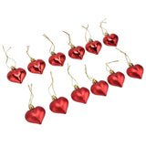 12pcs Christmas Ornament Heart Shape PVC Christmas Tree Hanging Decorations for Valentine's Day PartyRed