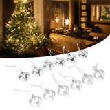 12pcs Christmas Ornament Heart Shape PVC Christmas Tree Hanging Decorations for Valentine's Day PartySilver