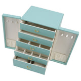 Jewelry Storage Box Leather Double Door Green European Style Storage Case for Necklace Earring Watch Bracelet