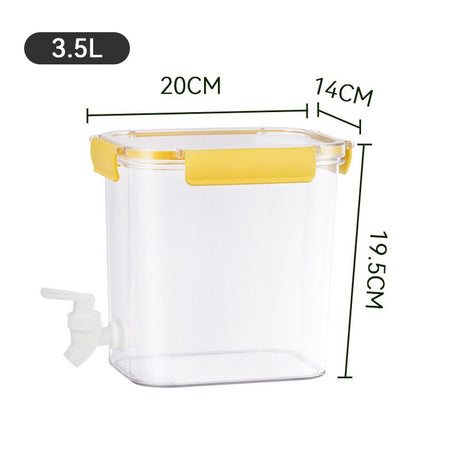 Cold Water Kettle Large Capacity Thicken Faucet Sealed Drink Storage Pot for Kitchen Yellow‑3.5L