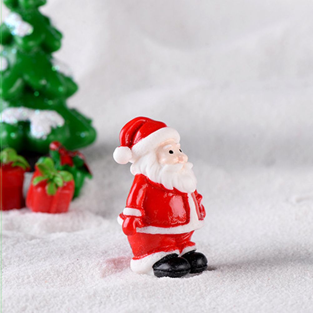 12PCS Christmas Miniature Figurines Santa Claus Tabletop Figurines Resin Gardening Props Christmas Gifts for Kids Friends