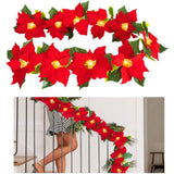 Christmas Poinsettia Garland String Lights 10 LED Artificial Flower Christmas String Lights Christmas Tree Ornaments Indoor Outdoor Party Decor