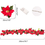 Christmas Poinsettia Garland String Lights 10 LED Artificial Flower Christmas String Lights Christmas Tree Ornaments Indoor Outdoor Party Decor