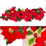 Christmas Poinsettia Garland String Lights 10 LED Artificial Flower Christmas String Lights Christmas Tree Ornaments Indoor Outdoor Party Decor