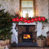 Christmas Poinsettia Garland String Lights 10 LED Artificial Flower Christmas String Lights Christmas Tree Ornaments Indoor Outdoor Party Decor