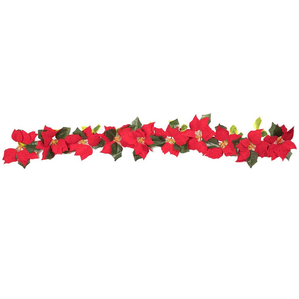 Christmas Poinsettia Garland String Lights 10 LED Artificial Flower Christmas String Lights Christmas Tree Ornaments Indoor Outdoor Party Decor