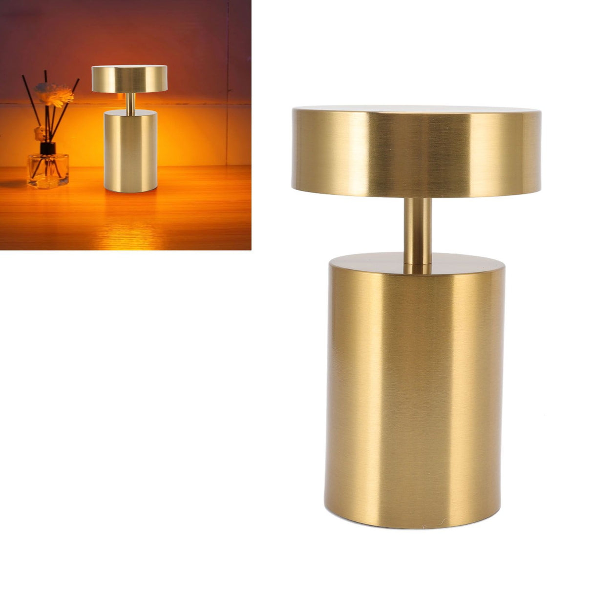 LED Table Lamp 3 Levels Electroplating USB Charging LED Night Light Desktop Decoration Table Lamp for Bar Hotel Restaurant Gold