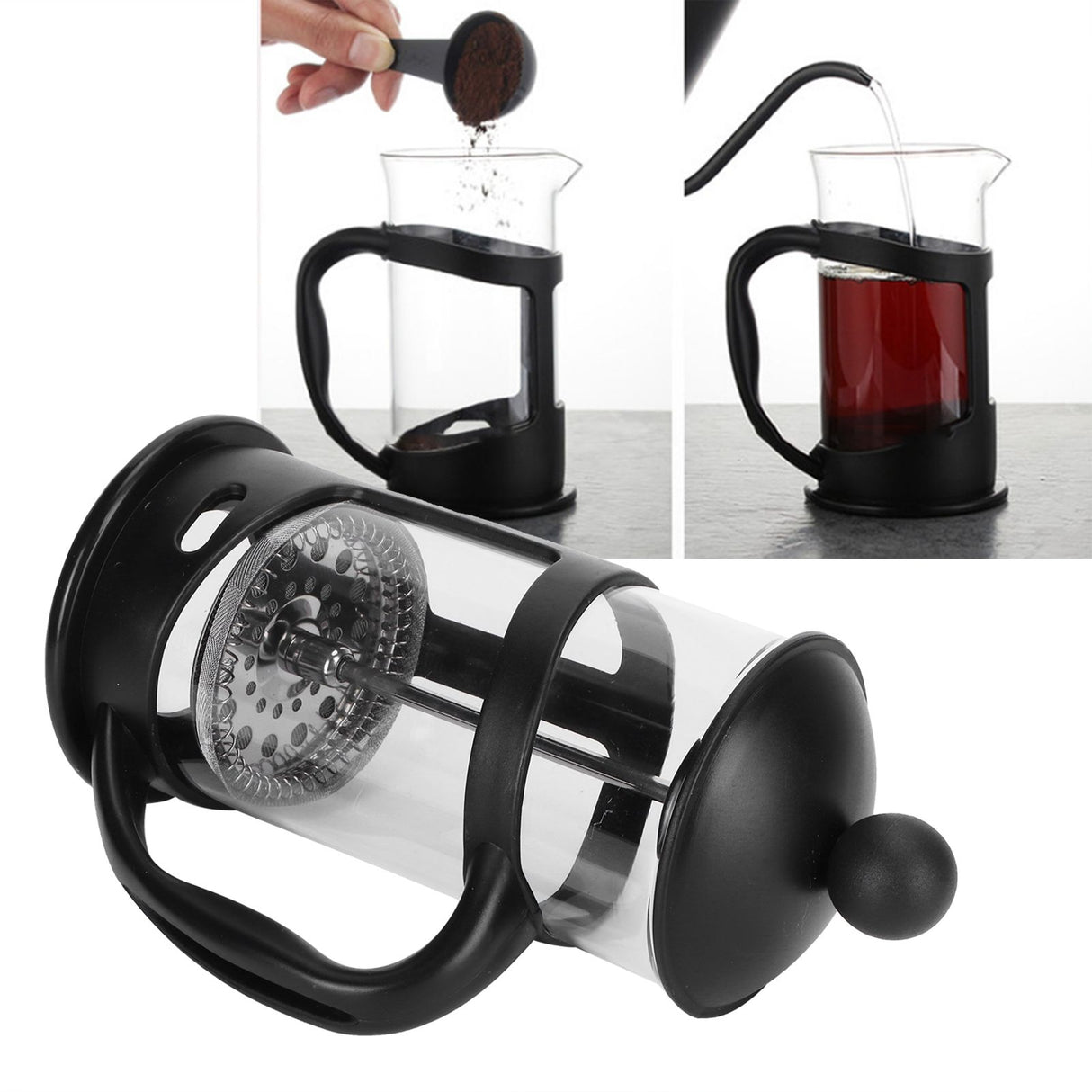 Coffee Tea Maker Kettle High Temperature Resistant Borosilicate Filter Teapot Hand Brewing Black1000ml