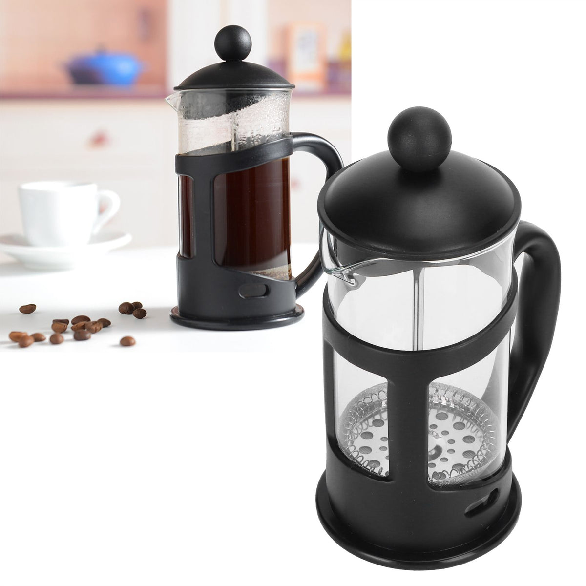 Coffee Tea Maker Kettle High Temperature Resistant Borosilicate Filter Teapot Hand Brewing Black1000ml