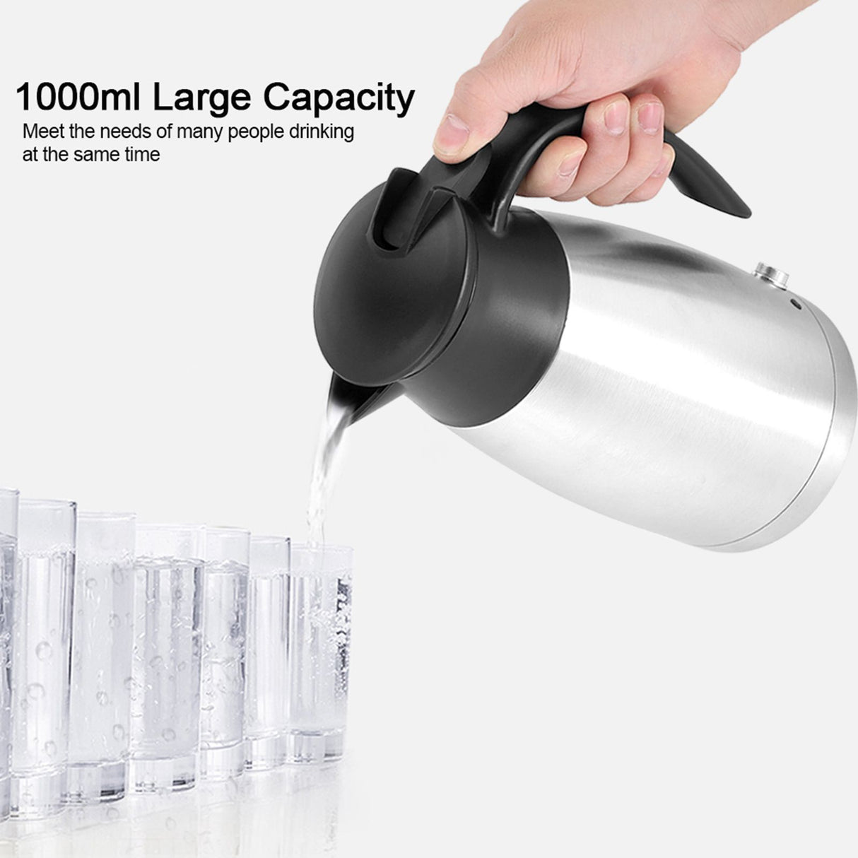 12V 1000ml Stainless Steel Car Automobile Electric Heating Kettle Portable Water Cup