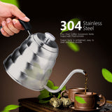 304 Stainless Steel Pour Over Coffee Gooseneck Kettle Teapot with Thermometer Home 1.2L