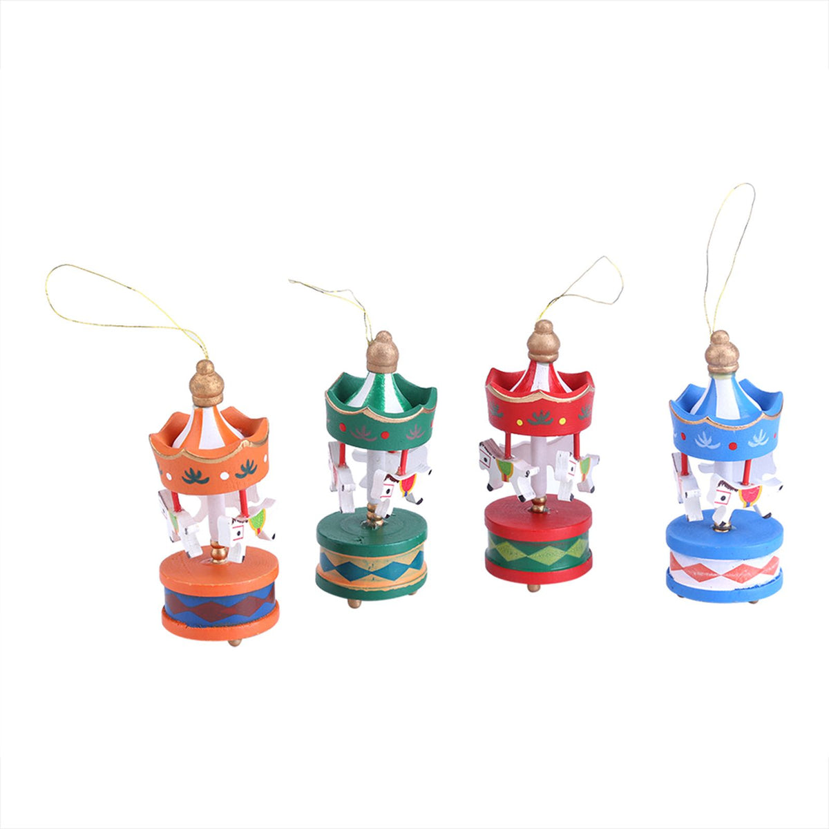 Wooden Carousel Horse Orament Merry Go Round Christmas Room Decoration Kids Gift