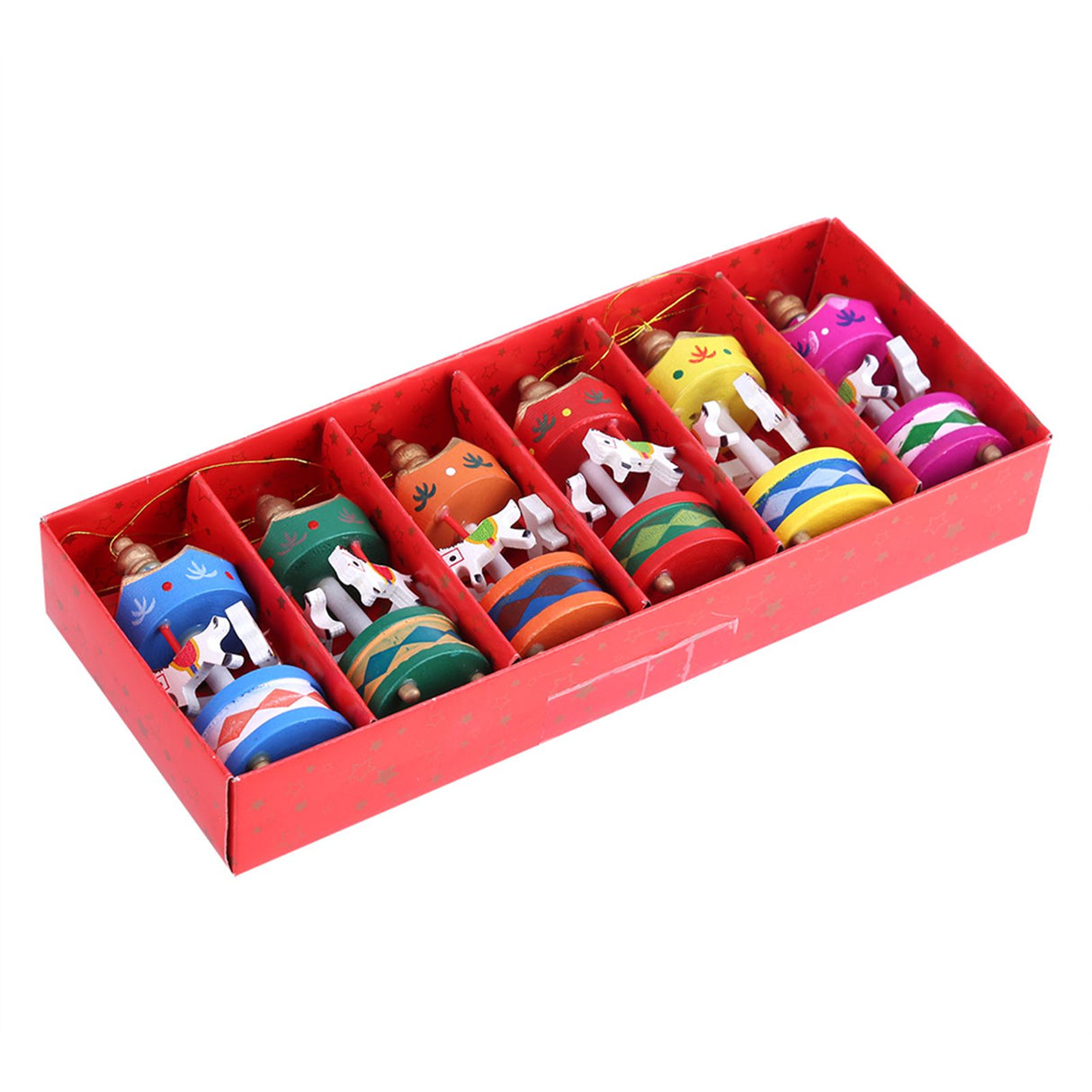 Wooden Carousel Horse Orament Merry Go Round Christmas Room Decoration Kids Gift