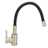 Flexible Kitchen Faucet G1/2 Stainless Steel Rubber Flex Gooseneck Kitchen Sink Mixer Tap with Single Handle for Laundry Bathroom