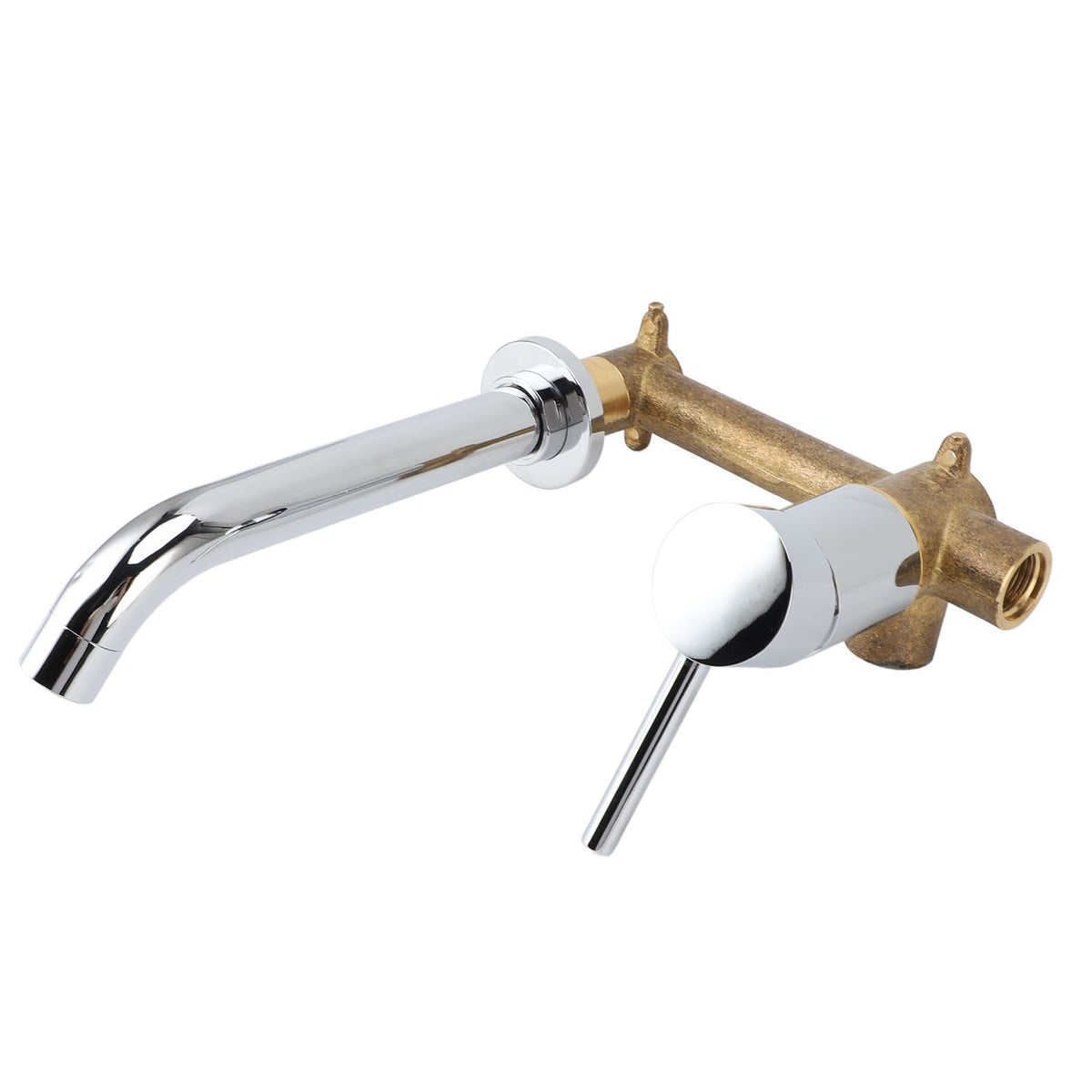 Wall Basin Faucet Single Handle Hot Cold Spout Full Copper Wall Mounted Sink Mixer Tap for Home Hotel Bathroom