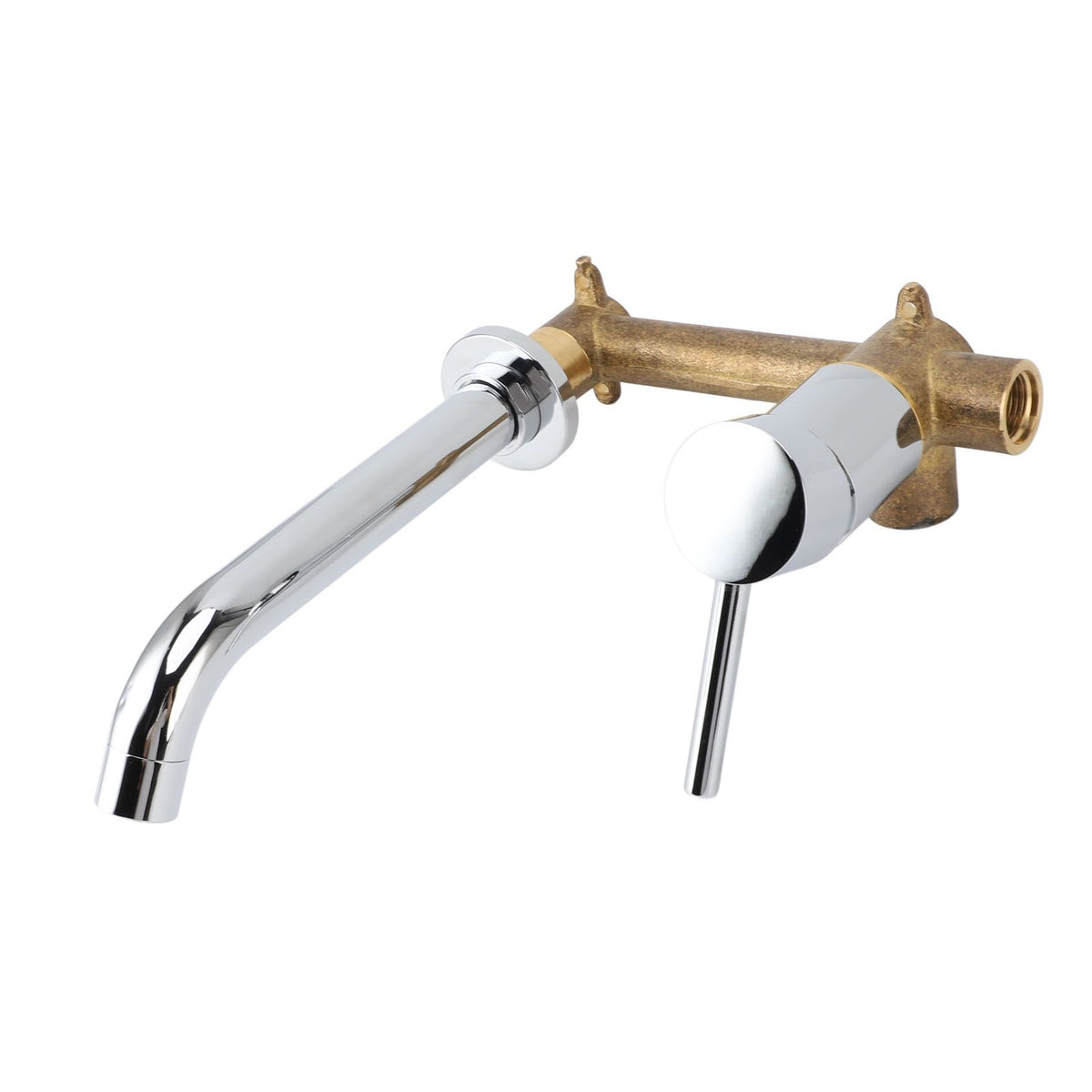 Wall Basin Faucet Single Handle Hot Cold Spout Full Copper Wall Mounted Sink Mixer Tap for Home Hotel Bathroom