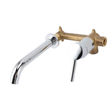 Wall Basin Faucet Single Handle Hot Cold Spout Full Copper Wall Mounted Sink Mixer Tap for Home Hotel Bathroom
