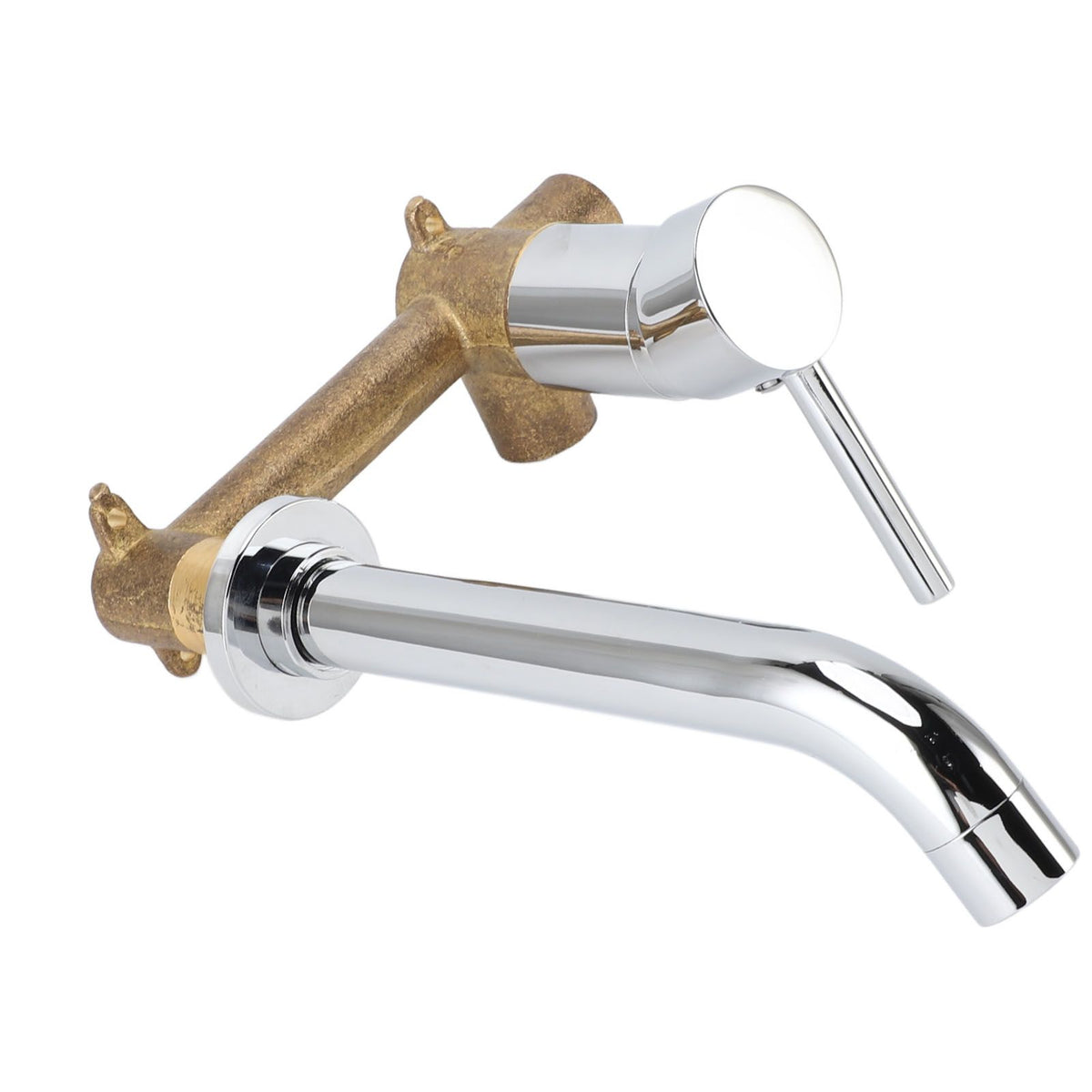 Wall Basin Faucet Single Handle Hot Cold Spout Full Copper Wall Mounted Sink Mixer Tap for Home Hotel Bathroom