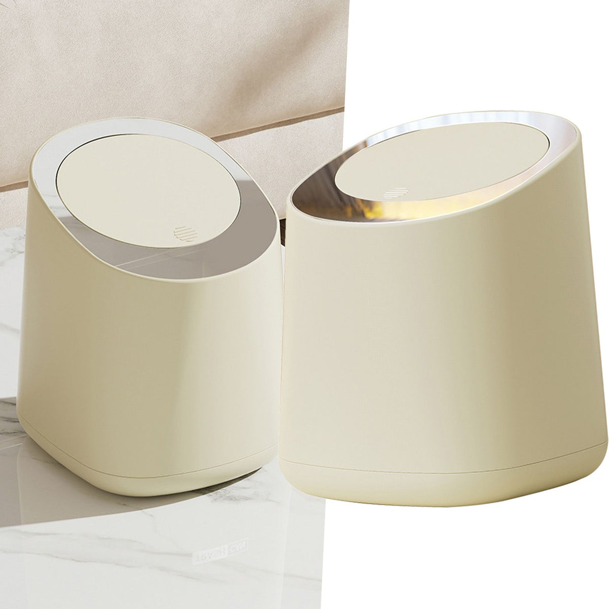 Desk Trash Can Large Capacity Modern Table Waste Bin with Press Opening Lid for Living Room Car Office