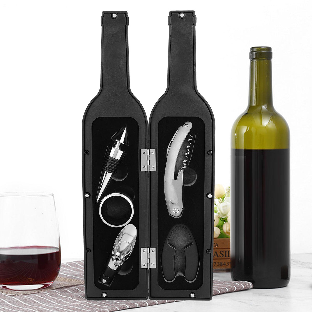 5Pcs/Set Wine Opener Accessories Gift Tools Set Corkscrew Opener Wine Bottle Opening Kit Party Gifts