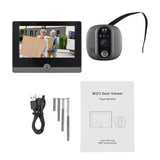 WiFi Video Doorbell for Apartment 2.4GHz Peephole Camera 4.3 Inch IPS Display for Tuya APP 1080P Visible Peephole Camera Motion Detection Built in Battery Rechargeable