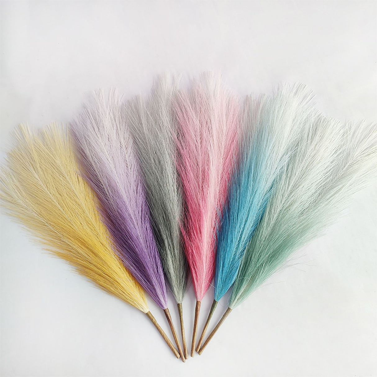 8Pcs Artificial Pampas Grass Versatile Decorative Gradient Gray Modern Vase Filler Faux Pampas Grass For Home Office Parties