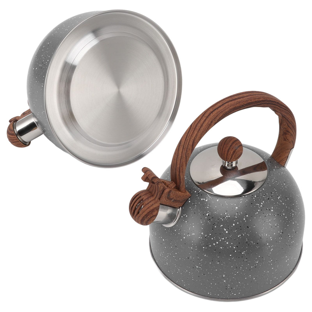 Whistling Kettle 2.5L Capacity Stainless Steel Stovetop Teapot for Water Boiling Grey