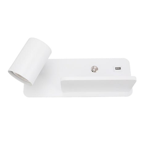 LED Wall Light USB Interface Wireless Charging LED Wall Lamp for Living Room Bedroom 85‑265V White Left