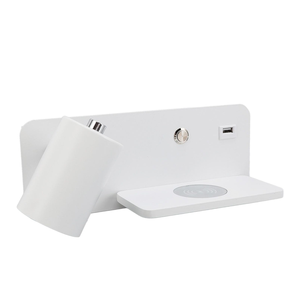 LED Wall Light USB Interface Wireless Charging LED Wall Lamp for Living Room Bedroom 85‑265V White Left