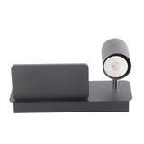 LED Wall Light USB Interface Wireless Charging LED Wall Lamp for Living Room Bedroom 85‑265V Black Right