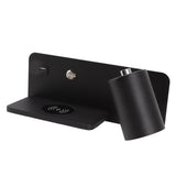 LED Wall Light USB Interface Wireless Charging LED Wall Lamp for Living Room Bedroom 85‑265V Black Right