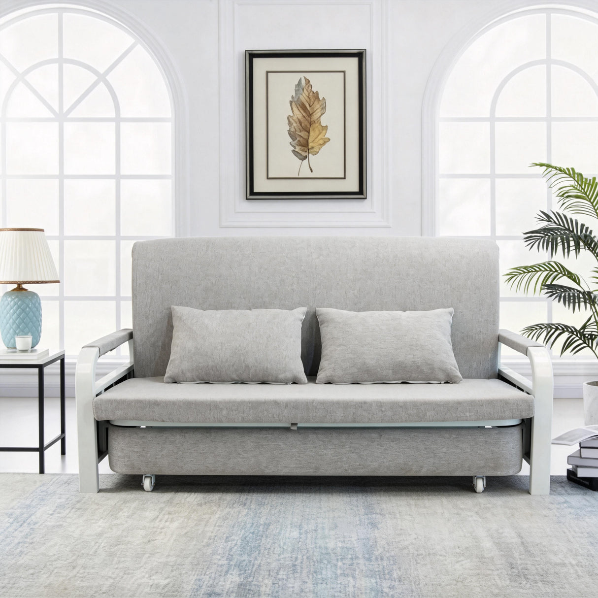 2 In 1 Sofa Bed Beneath Foldable Carbon Hidden Storage Sofa - 128cm