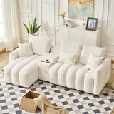 92-inch high-quality teddy fur fabric corner sofa - Black