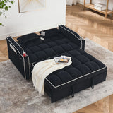 Fashionable Modern and Multi-functional Foldable Velvet Sofa Bed - Black