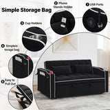 Fashionable Modern and Multi-functional Foldable Velvet Sofa Bed - Black
