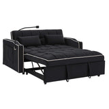 Fashionable Modern and Multi-functional Foldable Velvet Sofa Bed - Black