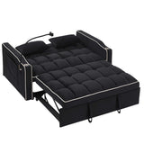 Fashionable Modern and Multi-functional Foldable Velvet Sofa Bed - Black